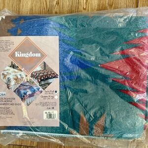 Vintage Kingdom Made in USA Aztec Navajo Twin Full Blanket‎